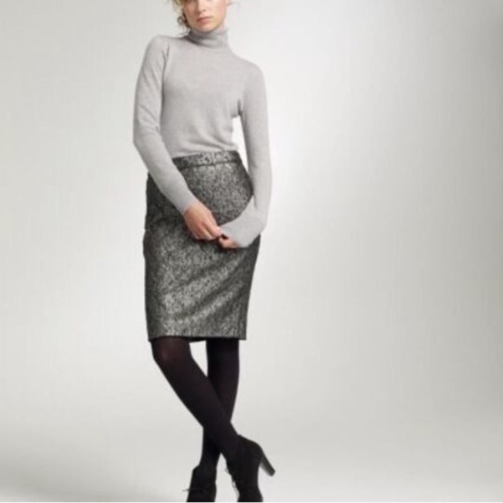 J. Crew Collection Metallic Lace Pencil Skirt